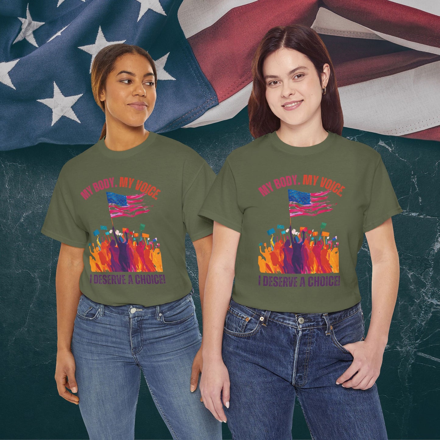 Feminist T-shirt : My Body, My Voice, I Deserve a Choice!