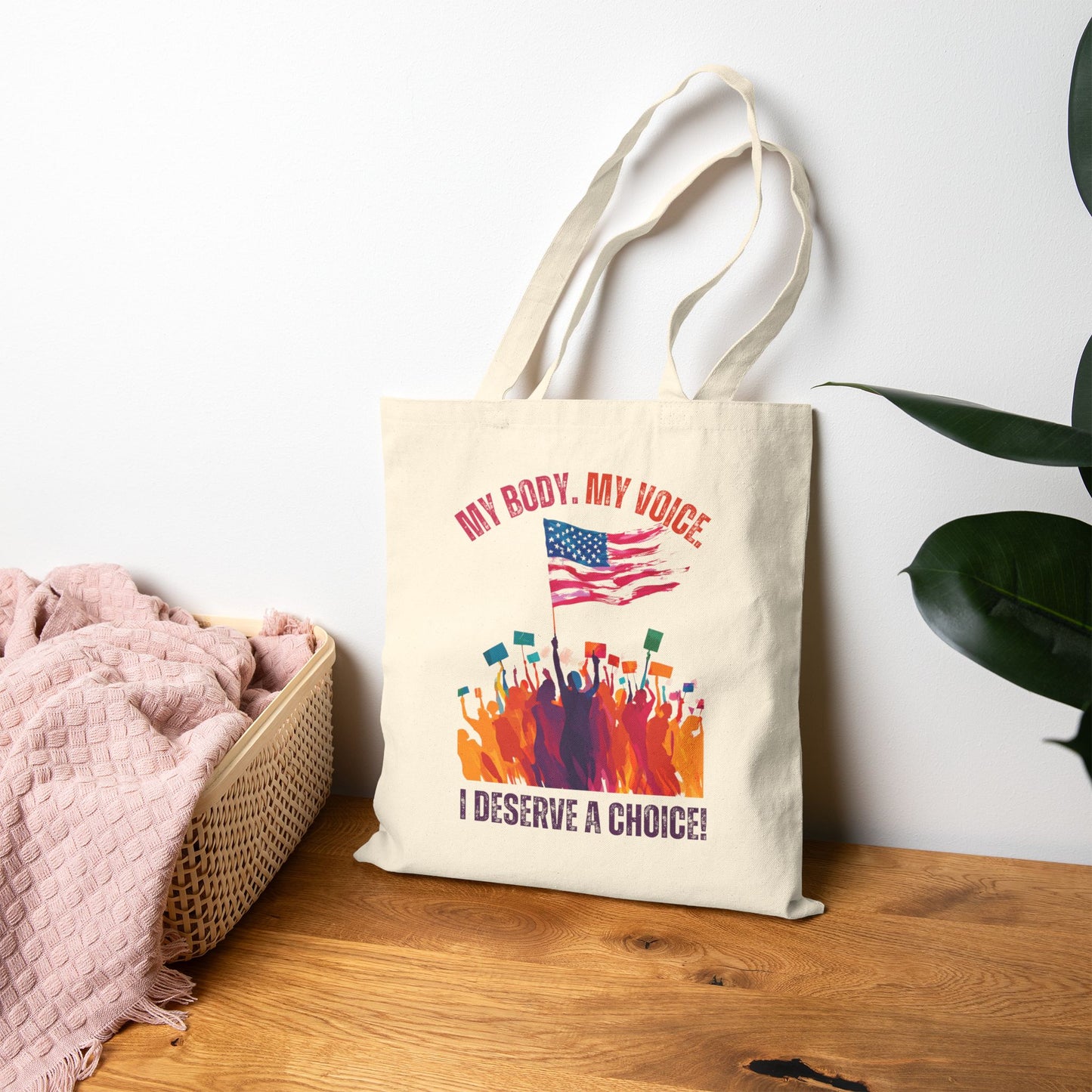 Cotton Canvas Tote Bag: My Body, My Voice, I Deserve a Choice!