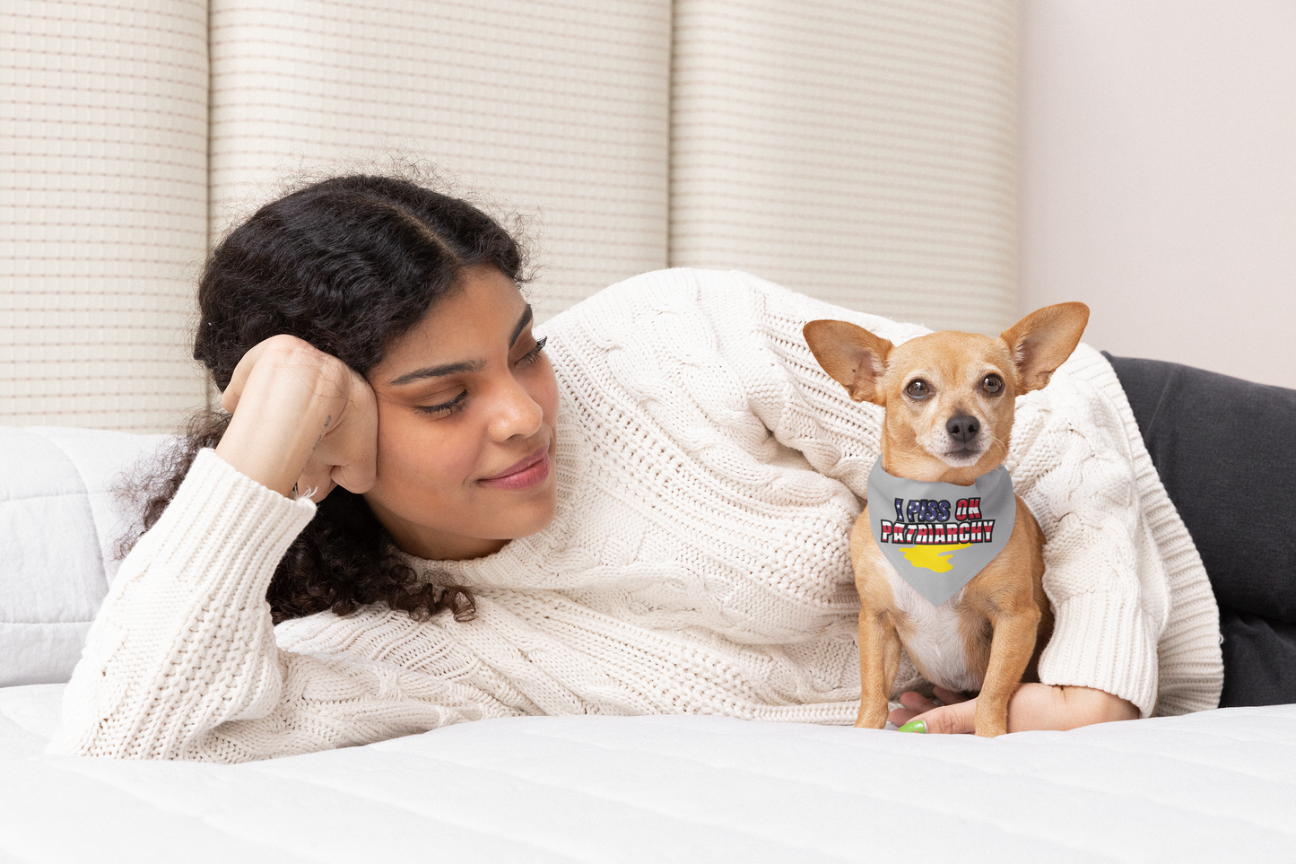 Funny Clip-on Pet Bandana: I Piss on Patriarchy