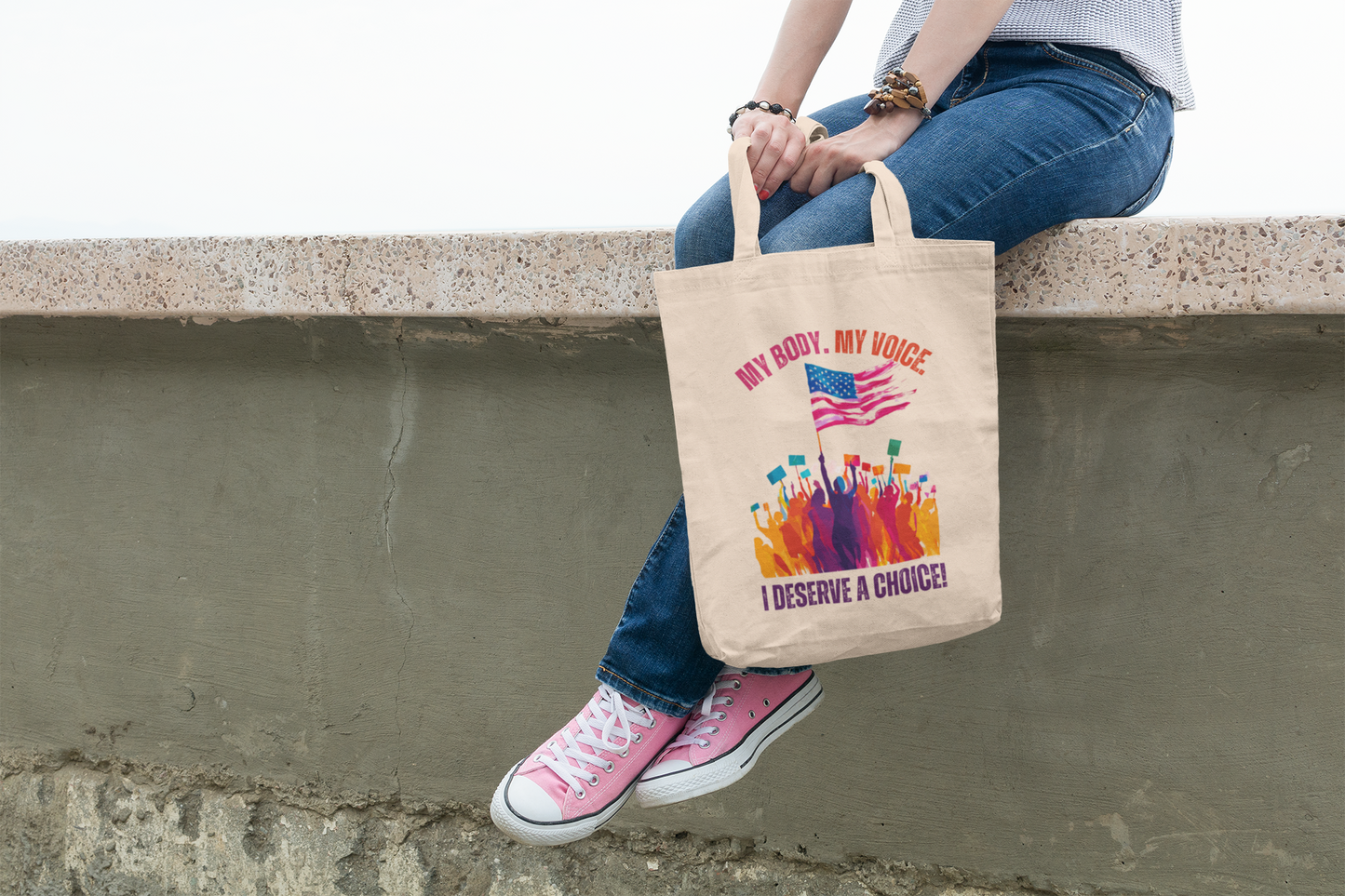 Cotton Canvas Tote Bag: My Body, My Voice, I Deserve a Choice!