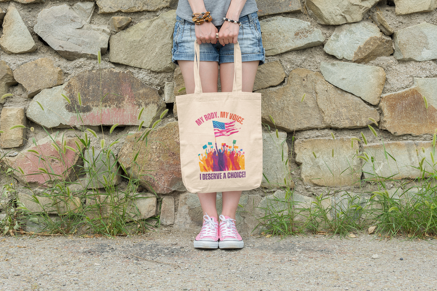 Cotton Canvas Tote Bag: My Body, My Voice, I Deserve a Choice!