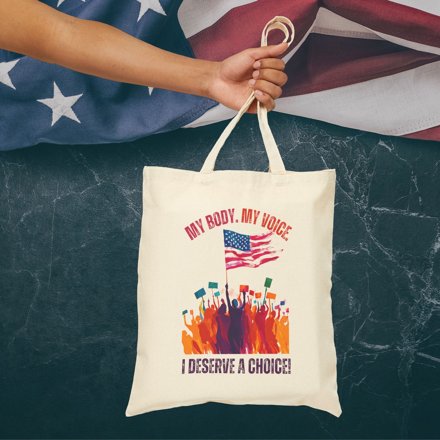 Cotton Canvas Tote Bag: My Body, My Voice, I Deserve a Choice!