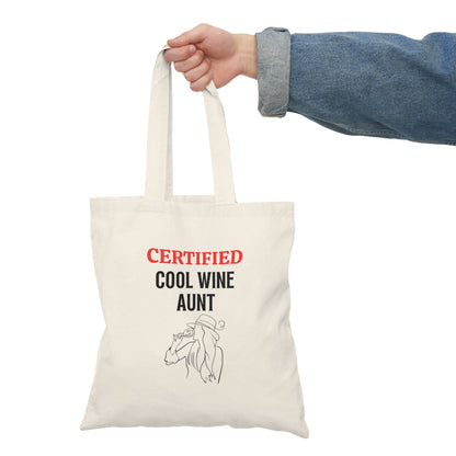 Two-Sided Eco-Friendly Tote Bag: Certified Cool Wine Aunt